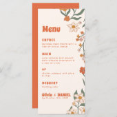Groovy Florar Retro bruiloft Menu (Voorkant / Achterkant)