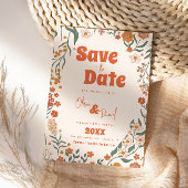 Groovy Florar  Retro bruiloft Save The Date