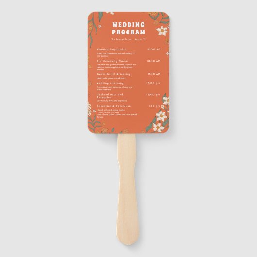 Groovy Florar Retro Trouwprogramma's Handwaaier (Achterkant)