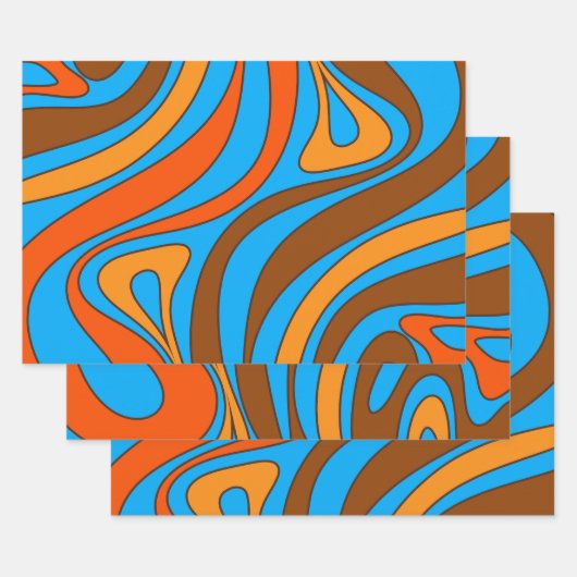 Groovy Flow Retro Abstract 60s 70s Patroon Inpakpapier Vel (Set)
