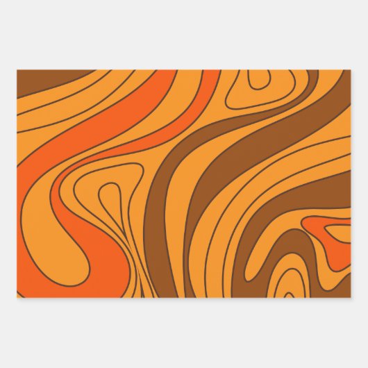 Groovy Flow Retro Abstract 60s 70s Patroonpatroon  Inpakpapier Vel (Voorkant 3)