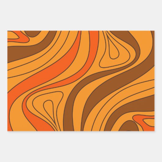 Groovy Flow Retro Abstract 60s 70s Patroonpatroon Inpakpapier Vel (Voorkant)