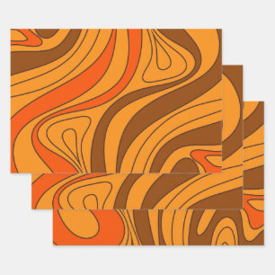 Groovy Flow Retro Abstract 60s 70s Patroonpatroon  Inpakpapier Vel