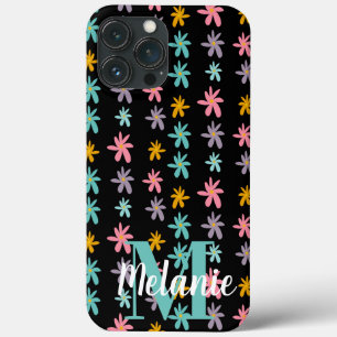 Groovy Flower Black Pattern Name Case-Mate iPhone Case