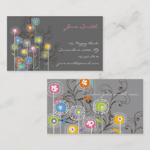 Groovy Flower Garden Cute Whimsical Visitekaartje