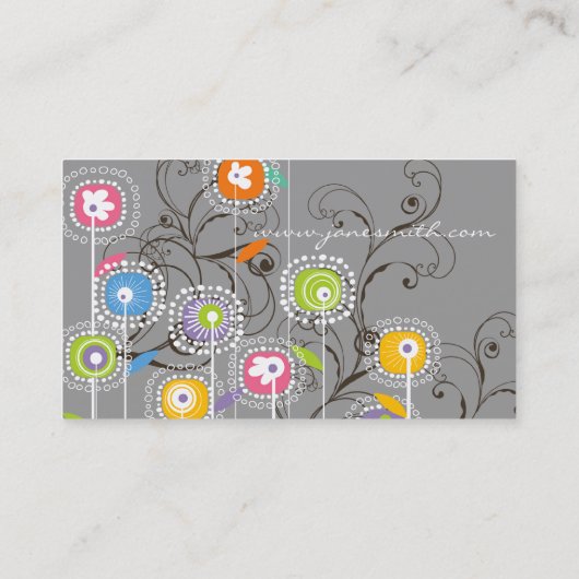 Groovy Flower Garden Cute Whimsical Visitekaartje (Achterkant)