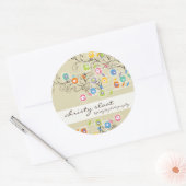 Groovy Flower Garden Whimsical Colorful Floral Ronde Sticker (Envelop)