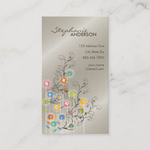 Groovy Flower Garden Whimsical Colorful Floral Visitekaartje