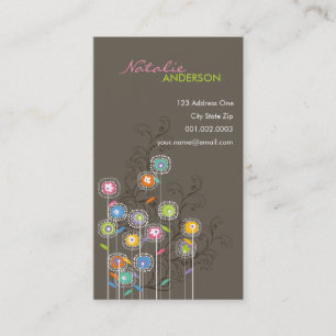 Groovy Flower Garden Whimsical Colorful Floral Visitekaartje