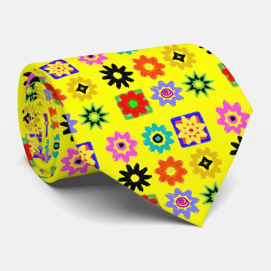 Groovy Flower Power Art Stropdas (Opgerold)