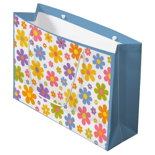 Groovy Flower Power (Blauw) Groot Cadeauzakje (Voorkant Gekanteld)