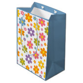 Groovy Flower Power (Blauw) Medium Cadeauzakje (Achterkant Gekanteld)