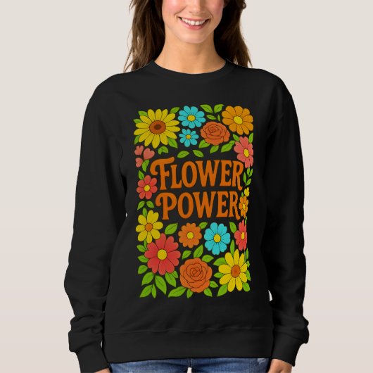 Groovy Flower Power Dames Hoodie Trui (Voorkant)