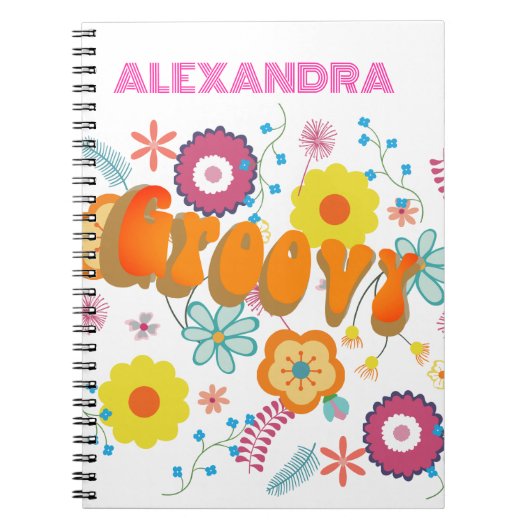 Groovy Flower Power Kleurrijk Notitieboek (Voorkant)