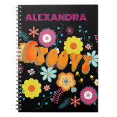 Groovy Flower Power Kleurrijk Roze Notitieboek (Voorkant)