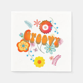 Groovy Flower Power Kleurrijk Roze Servet