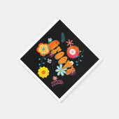 Groovy Flower Power Kleurrijk Zwart Servet (Hoek)