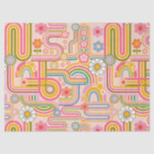 Groovy flower power line art tissuepapier (Voorkant)