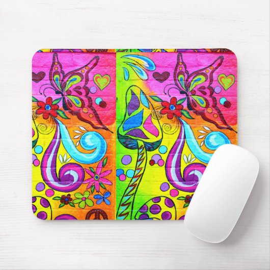 groovy flower power mousepad muismat (Met muis)