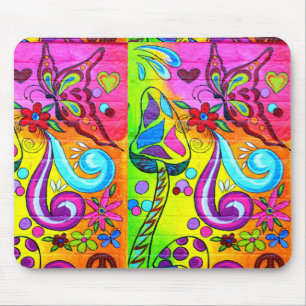 groovy flower power mousepad muismat