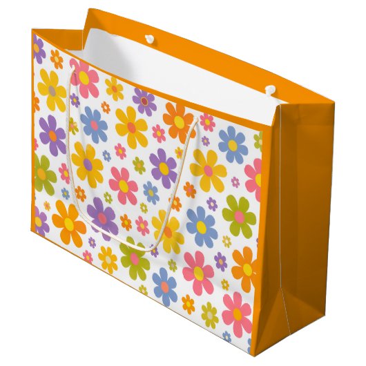 Groovy Flower Power (Oranje) Groot Cadeauzakje (Voorkant Gekanteld)