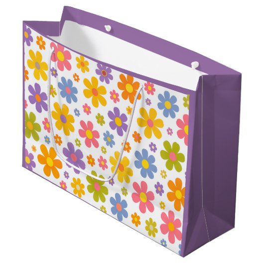 Groovy Flower Power (Paars) Groot Cadeauzakje (Voorkant Gekanteld)