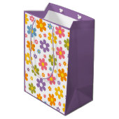 Groovy Flower Power (Paars) Medium Cadeauzakje (Achterkant Gekanteld)