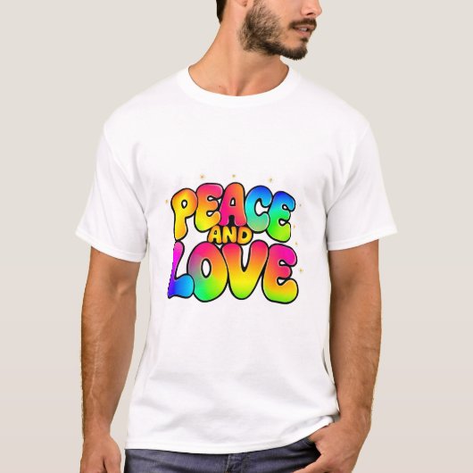Groovy Flower Power Peace Love T-shirt (Voorkant)