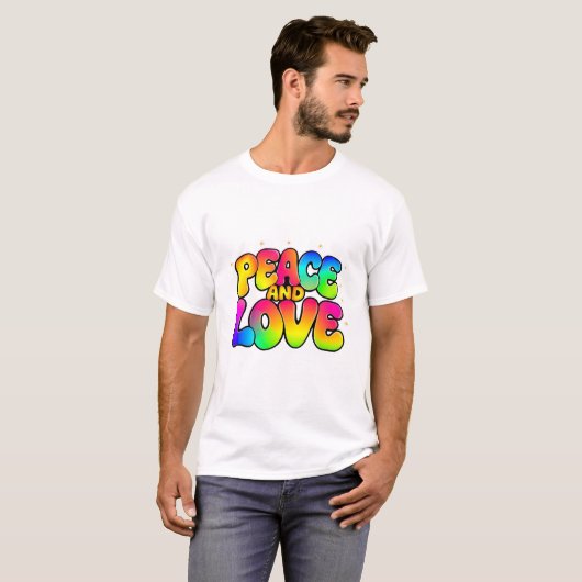 Groovy Flower Power Peace Love T-shirt (Voorkant volledig)