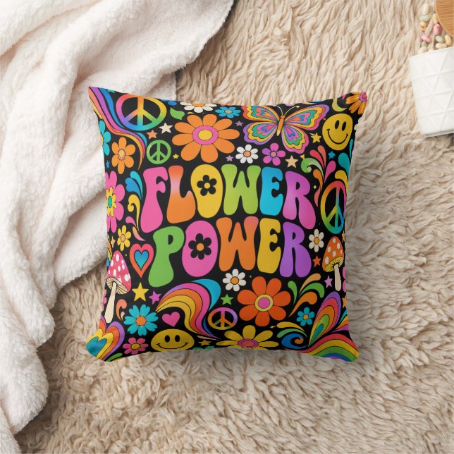 Groovy Flower Power Retro Thuis Kussen (Deken)