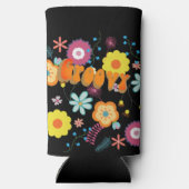 Groovy Flower Power Roze Zwart Seltzer Blikjeskoeler (Achterkant)