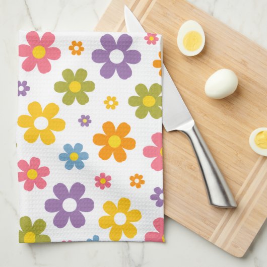 Groovy Flower Power Theedoek (Quarter Fold)