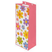 Groovy Flower Power Wijn Cadeautas (Achterkant Gekanteld)