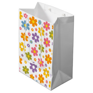 Groovy Flower Power (Wit) Medium Cadeauzakje