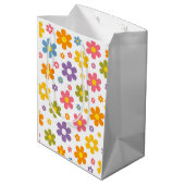 Groovy Flower Power (Wit) Medium Cadeauzakje (Achterkant Gekanteld)