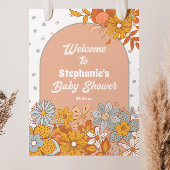 Groovy Flower Retro Baby shower Welkomstbord Poster