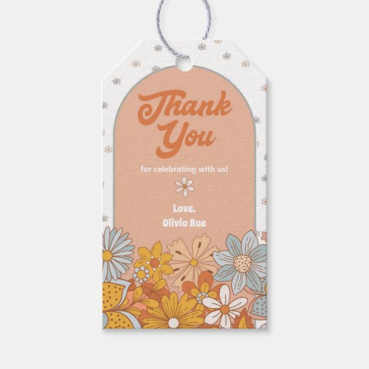 Groovy Flower Retro Bedankt Labels Cadeaulabel (Voorkant)