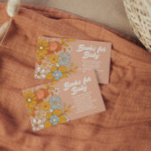 Groovy Flower Retro Boek Aanvraag Baby shower Informatiekaartje