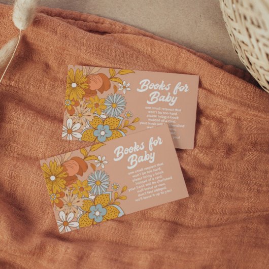 Groovy Flower Retro Boek Aanvraag Baby shower Informatiekaartje