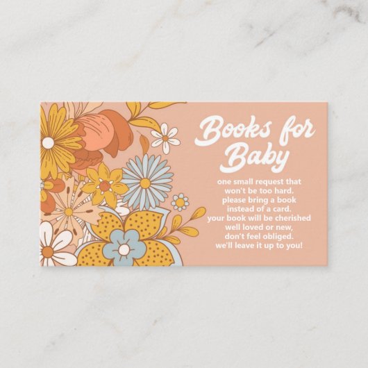 Groovy Flower Retro Boek Aanvraag Baby shower Informatiekaartje (Voorkant)
