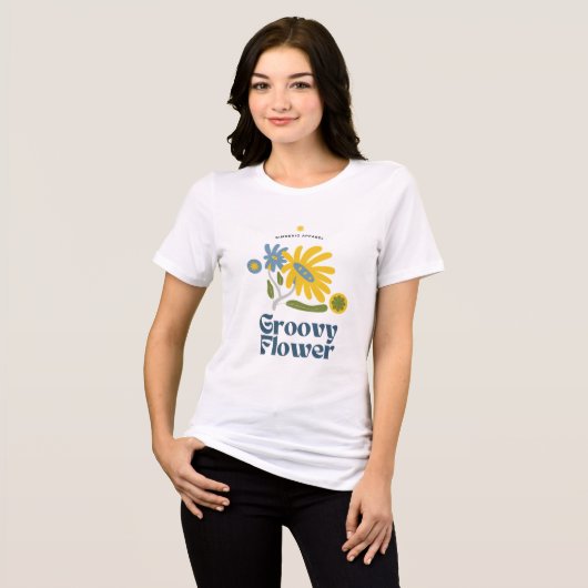 Groovy Flower Retro esthetisch Tri-Blend Shirt (Voorkant volledig)