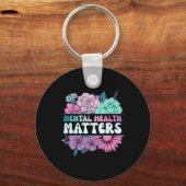 Groovy Flower Retro Geestelijke gezondheidsproblem Sleutelhanger (Voorkant)