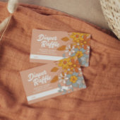 Groovy Flower Retro Luier Raffle Baby shower Informatiekaartje