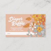 Groovy Flower Retro Luier Raffle Baby shower Informatiekaartje (Voorkant)