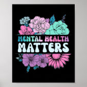 Groovy Flower Retro Mental Health Matters Awarenes Poster (Voorkant)