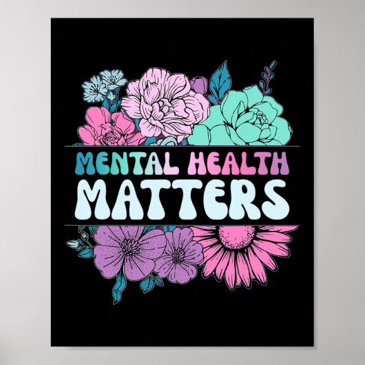 Groovy Flower Retro Mental Health Matters Awarenes Poster (Voorkant)