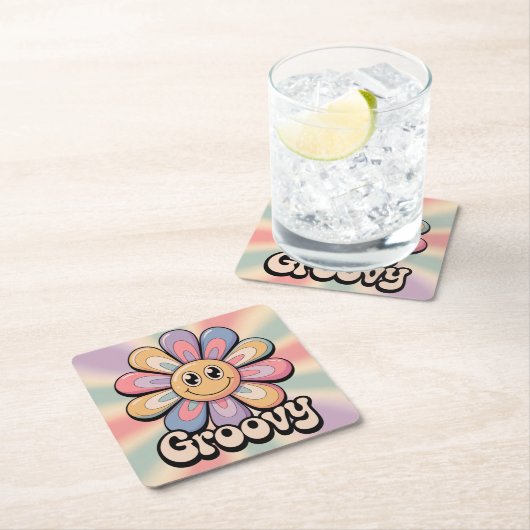 Groovy Flower Retro Onderzetter Set (Insitu)