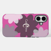 Groovy Flower Shapes Pink Monogrammed Case-Mate iPhone Case (Achterkant (horizontaal))