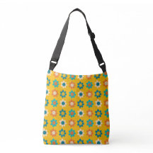 Groovy Flower Smiley verstelbare riem Canvas tas