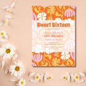  Groovy Flower Sweet Zestien 16e Verjaardag Kaart